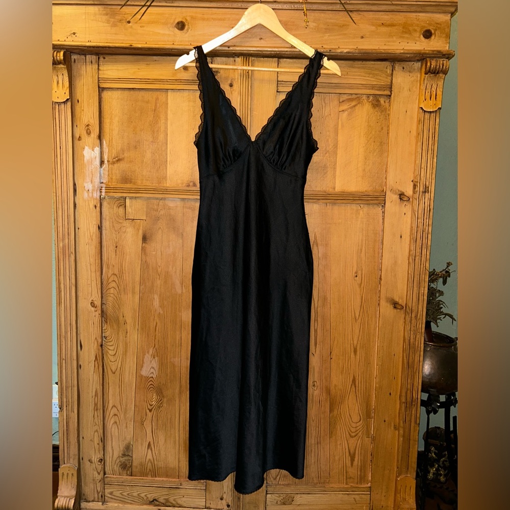 Vanity Fair Black Lace Slip Dress